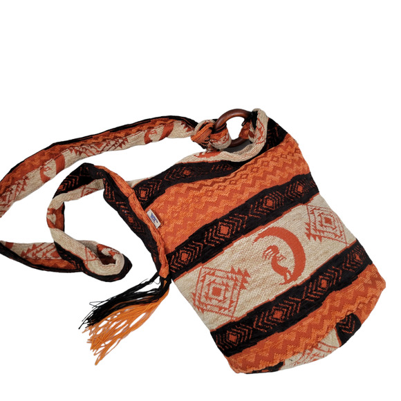 New Ecuador trapestry handbag cross body boho with Native American Kokopelli - Picture 1 of 4